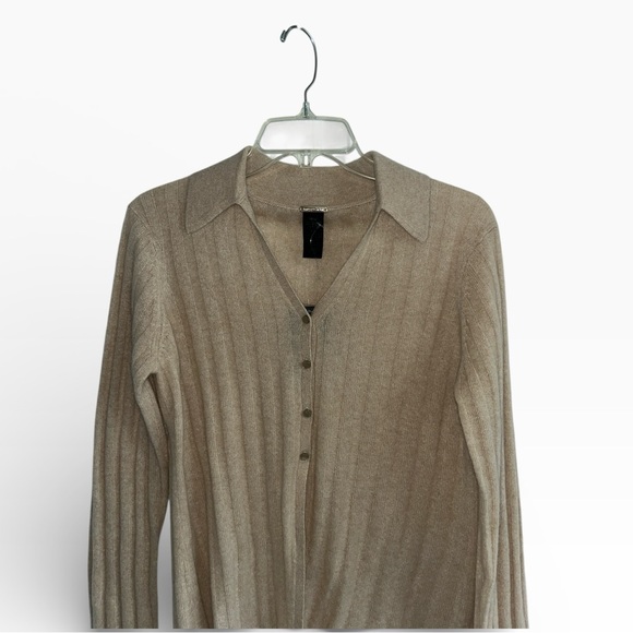 Magaschoni Camel Ribbed Cashmere Cardigan Sweater Size M NWT - Picture 4 of 8